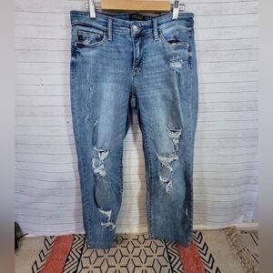 JUDY BLUE BOYFRIEND FIT DESTROYED JEANS, SZ 5/27